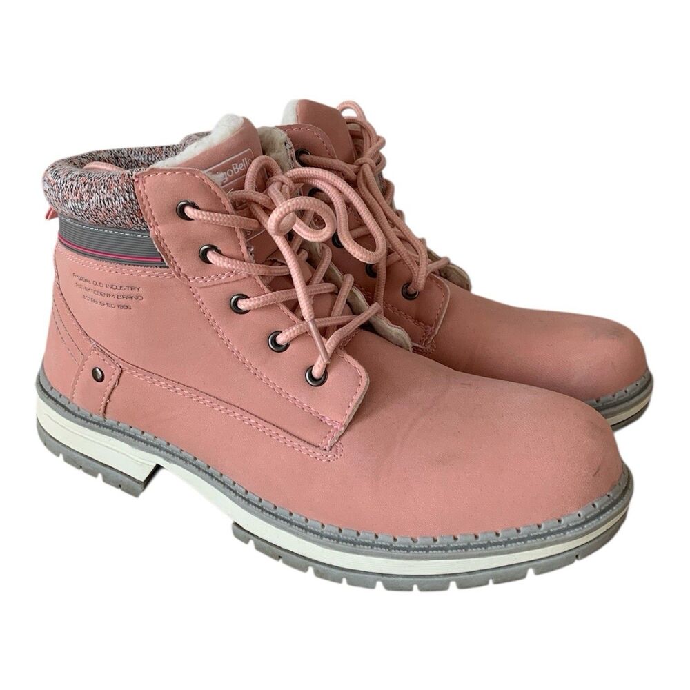 Arrigo Bello Pink Lace-Up Winter Boots-Sherpa Lined-Sz 8.5